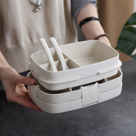 Double Layer Lunch Box Student Bento Tableware Set