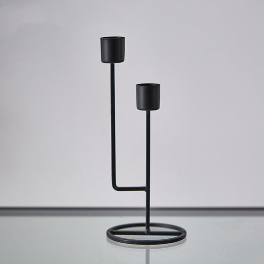 Iron Art Perforated Candlestick Table Decoration Candlelight Dinner Props