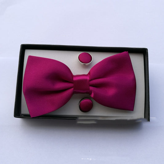 Pocket Square Cufflinks Set Men's Bow Gift Box