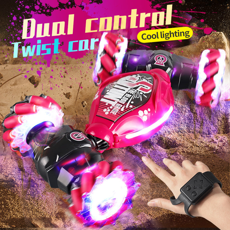 4WD RC Off Road Stunt Wheels Drift Car With Music Led Lights 2.4G Gesture Remote Control Spray 360 Rotating Climbing Car Toys