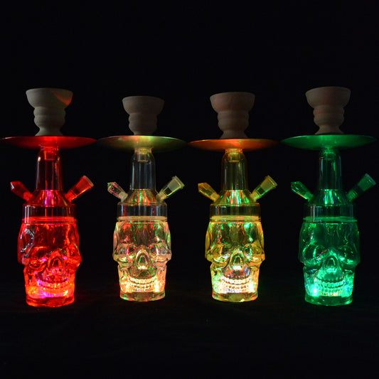 GREEN Arabian Acrylic Hookah With Illuminated Skull LIGHTS