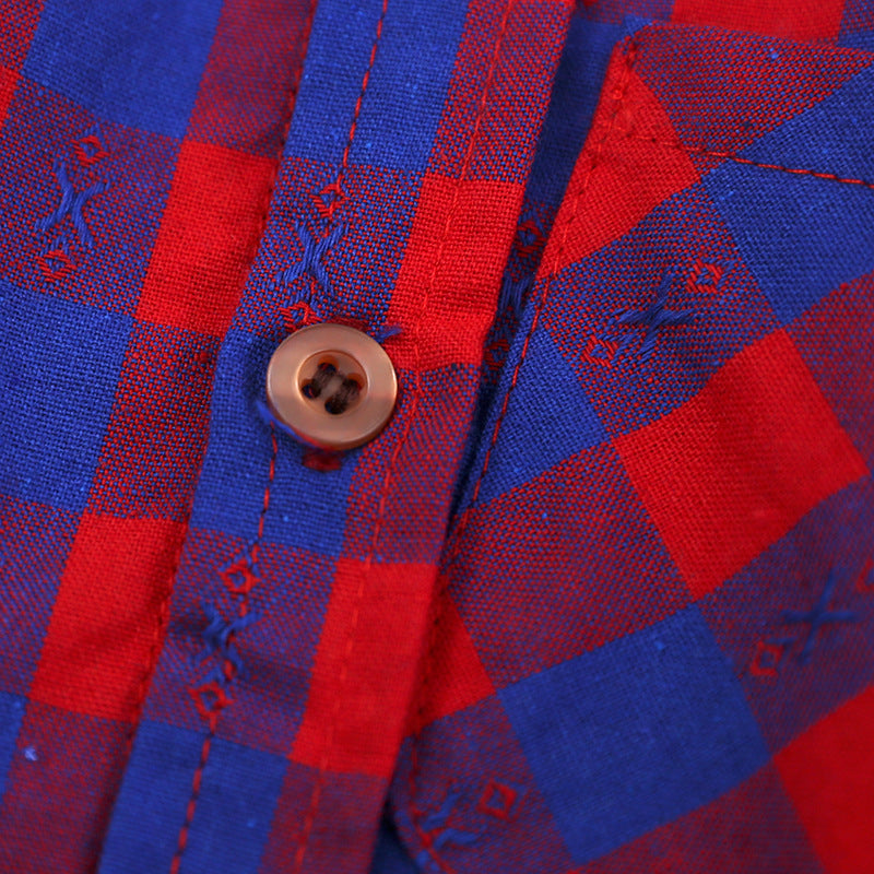 Boy's Long-sleeved Plaid Shirt Denim Trousers Three-piece Set