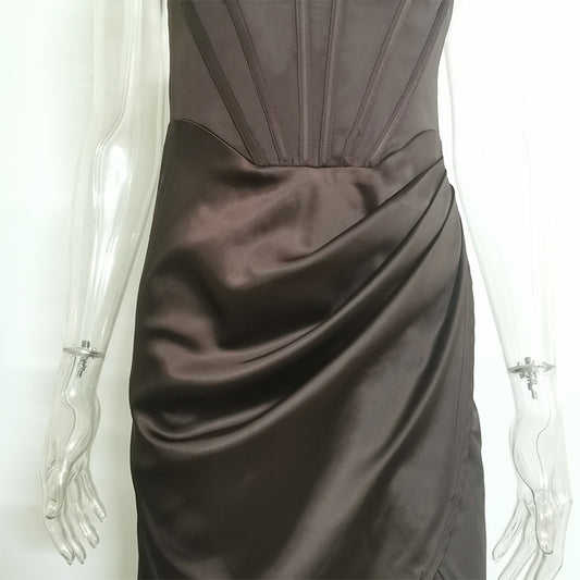 New Sexy mint green silk Deep V Leaky Back Nightclub Dress for women