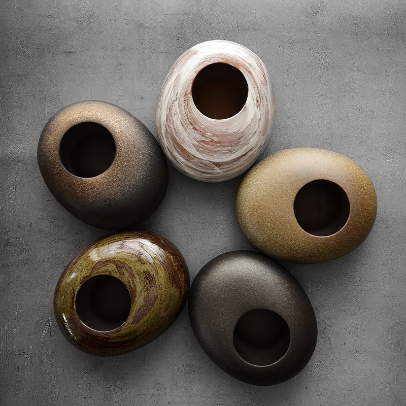 Ceramic Vase Vintage Dried Flower Stoneware Home Crafts Ornaments