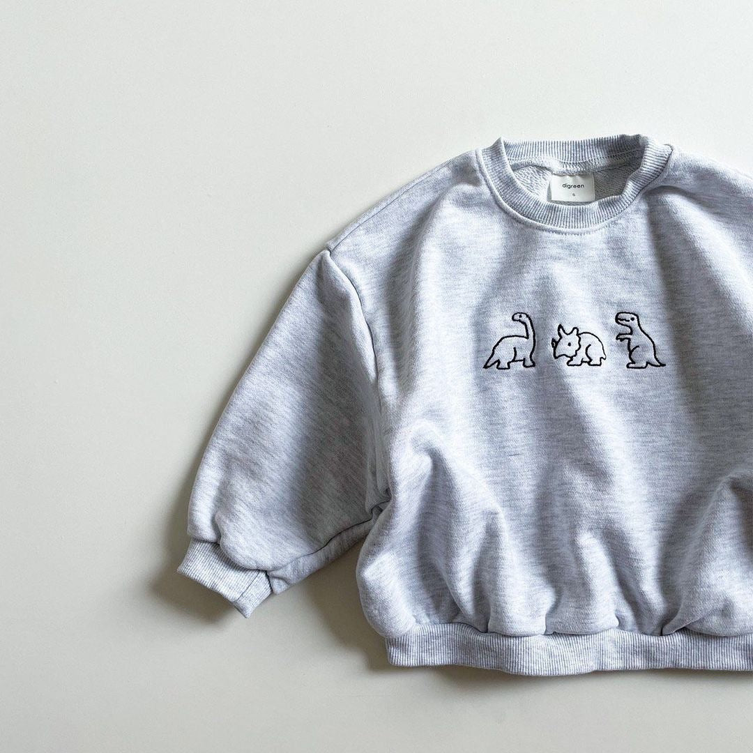 New Dinosaur Cartoon Embroidered Long Sleeve Sweater