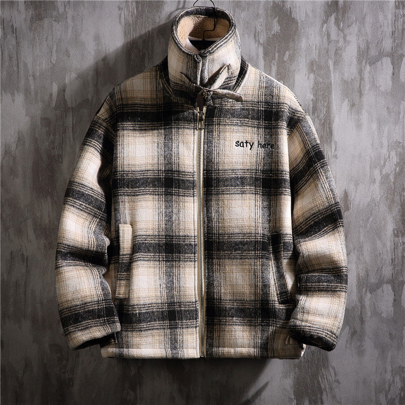 Male Youth Plus Size Plaid Padded Jacket