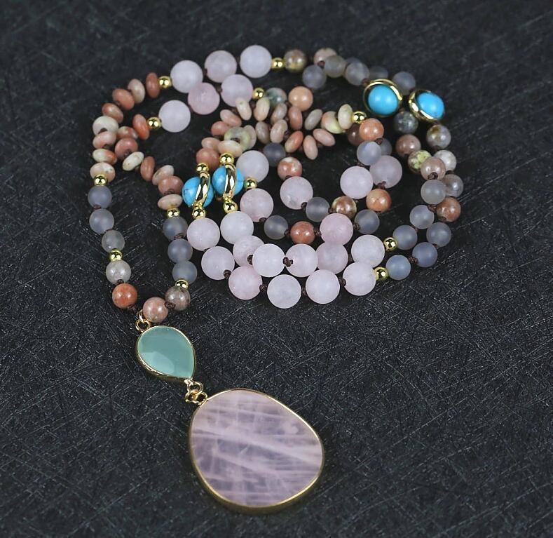 Natural Stone Powder Arrow String Necklace