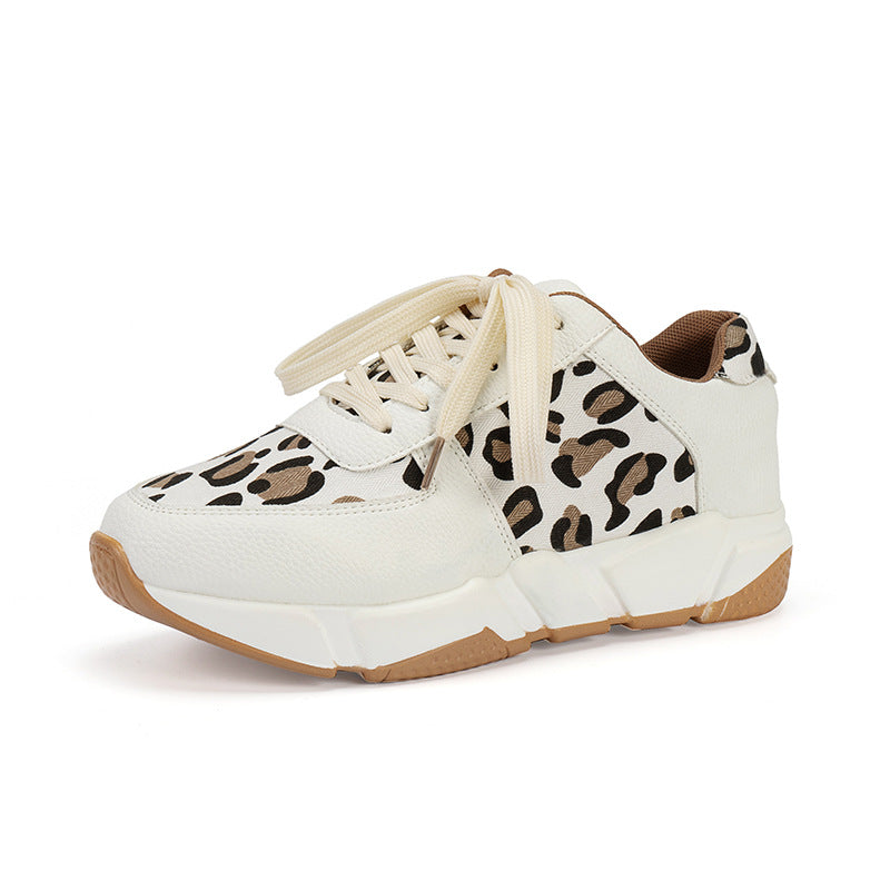Leopard Sneakers Women White Running Sports Shoes - FLIPSTYLEZLLC