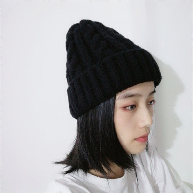 Simple Solid Color Twist Women's Knitted Hat