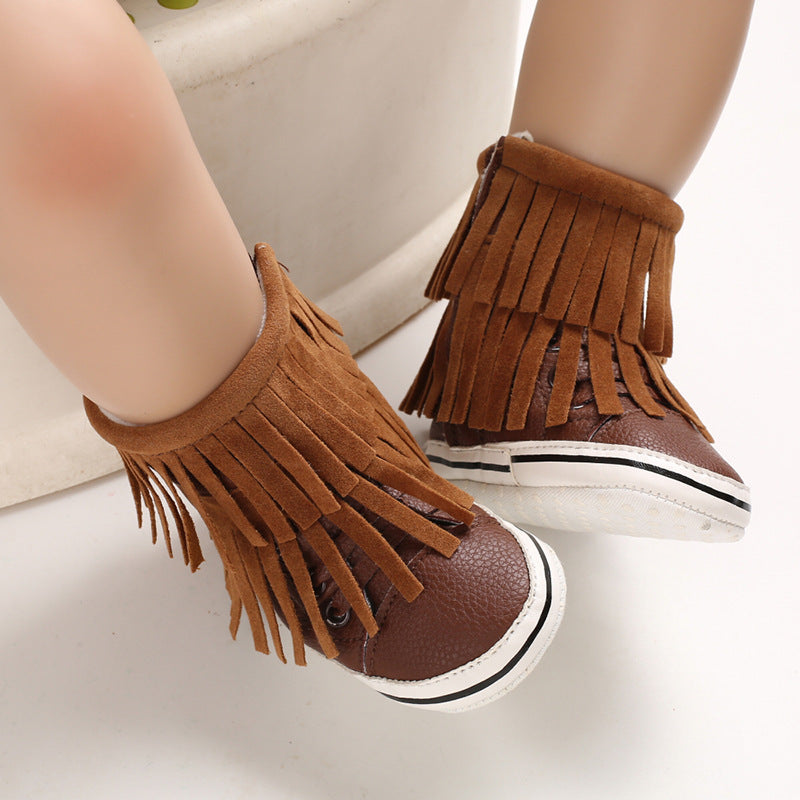 PU Tassel Snow Boots Warm Baby Shoes