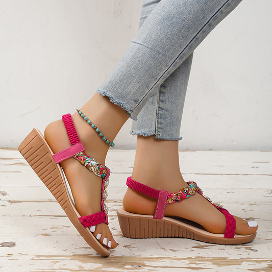 Bohemian Braided Sandals Summer Beach Shoes Women - FLIPSTYLEZLLC