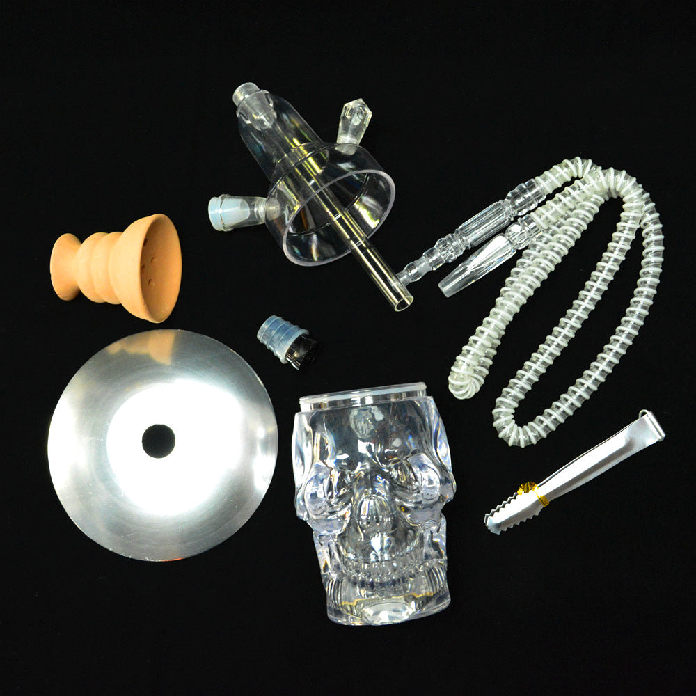GREEN Arabian Acrylic Hookah With Illuminated Skull LIGHTS