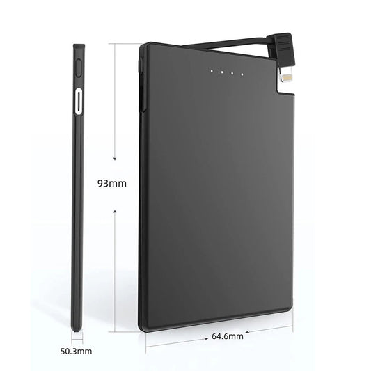 Ultra-thin Compact Portable With Cable Mobile Power Supply