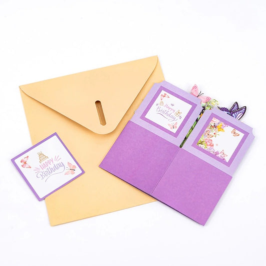 Colorized Butterfly 3D Pop-up Stereo Box Birthday Greeting Card
