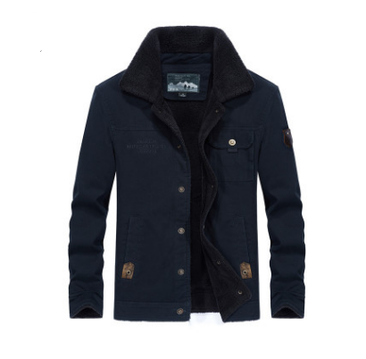 Stand collar corduroy men's loose large size jacket plus velvet thick coat
