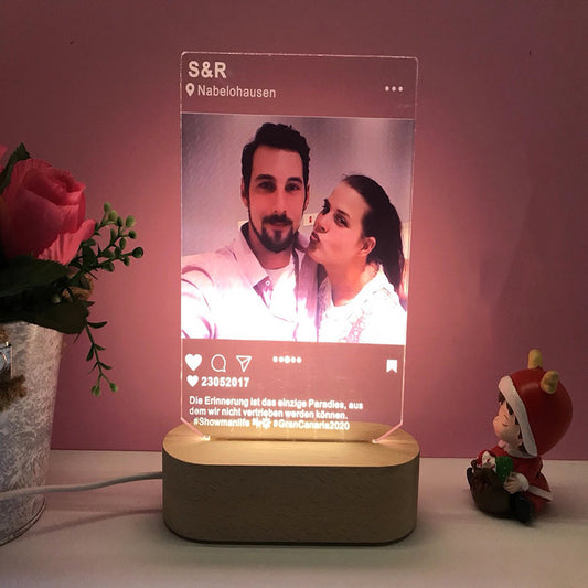 Valentines Day Gift Personalized 3D Lamp Custom Photo Text With Instagram Style 3D Led Lamp