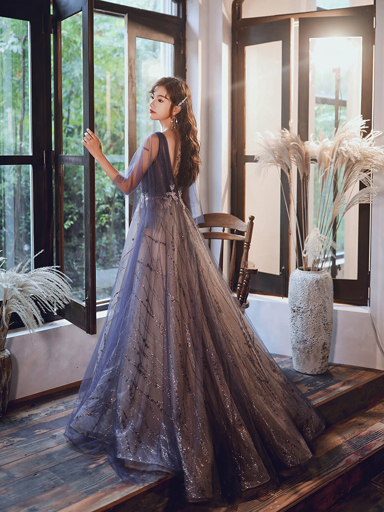 Women's beautiful Purple long ballroom evening dress