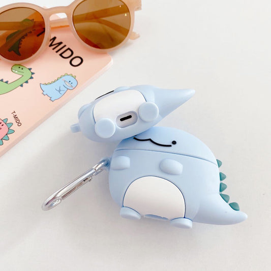 Compatible with Apple , Cute blue baby dragon silicone earphone case
