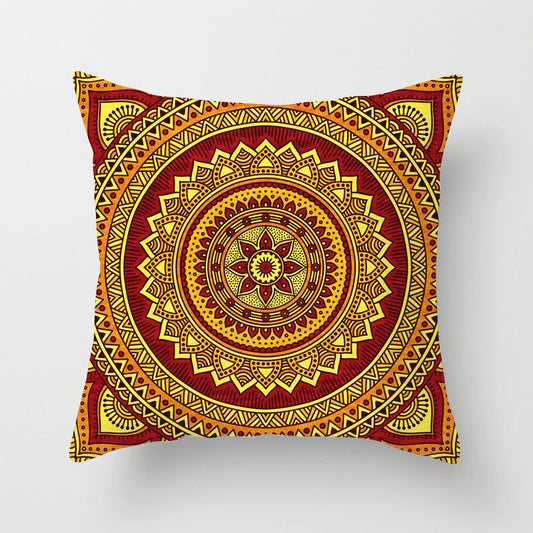 Ethnic style mandala pattern religious ceremony belief polyester pillowcase