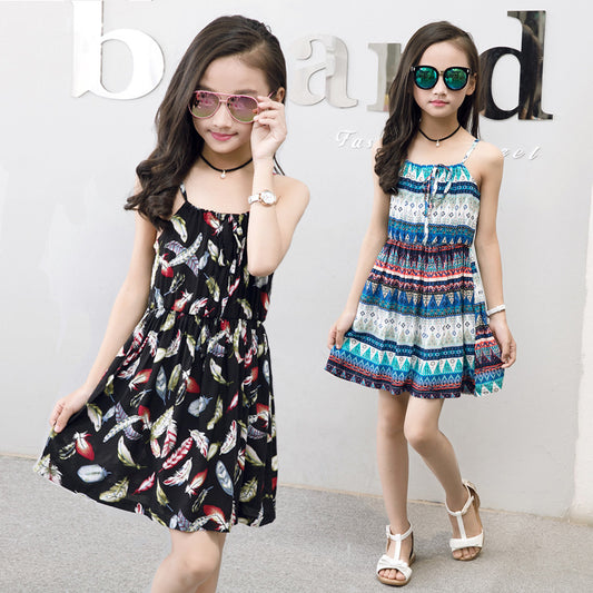 New tie dye layered cute Summer cotton silk dress floral dress for girls