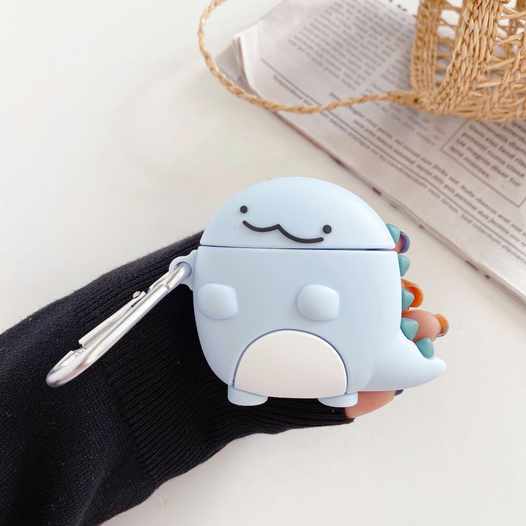 Compatible with Apple , Cute blue baby dragon silicone earphone case
