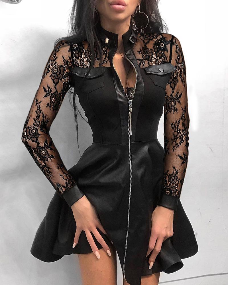 Fashionable PU leather and receiving waist dress