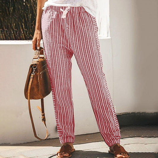 Striped wide-leg pants