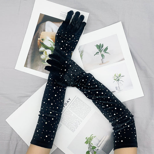 Warm Gold Velvet Clothing Gloves