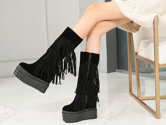 Super High Heel Women Shoes Fringed Boots - FLIPSTYLEZLLC