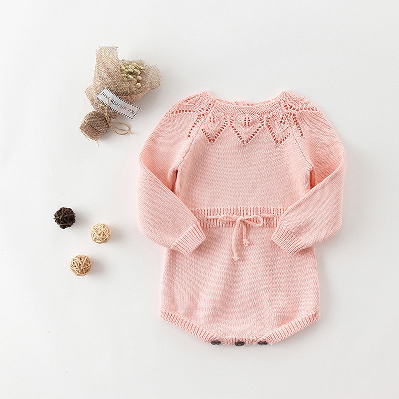 Girls' Leaf Cotton Knit Woolen Jumpsuit Wrapper