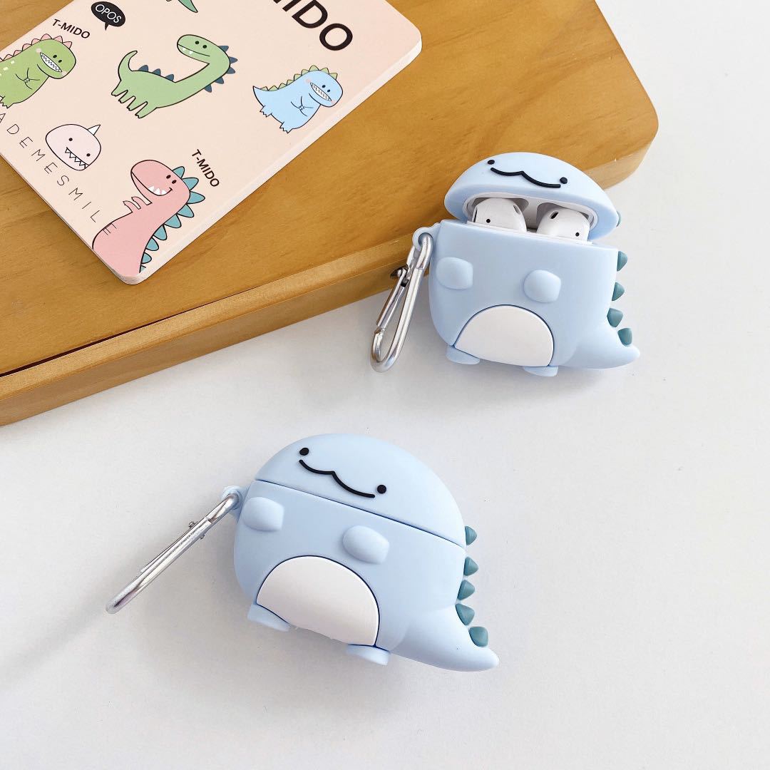 Compatible with Apple , Cute blue baby dragon silicone earphone case