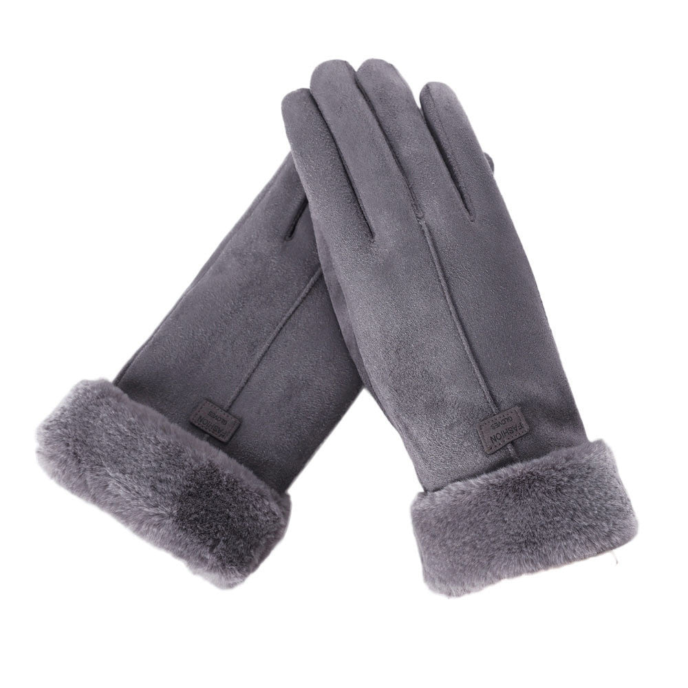Women's Winter Velvet Riding Suede Gloves
