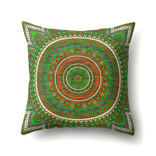 Mandala textured peach velvet pillow