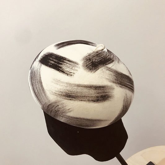 Simple graffiti brush color female wool felt hat