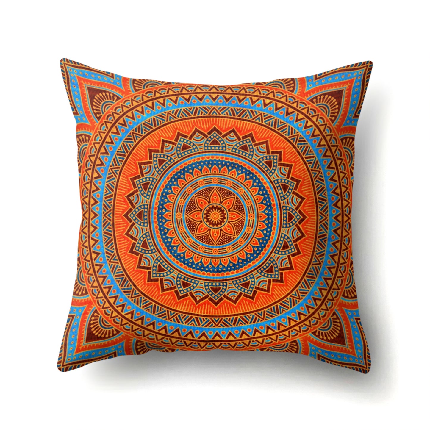 Mandala textured peach velvet pillow
