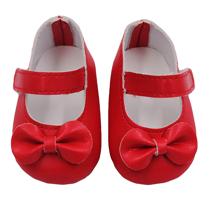 18 Inch American Girl Doll Shoes Solid Color Bow Shoes