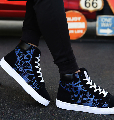 New creative single graffiti design Spring high top shoes Authentic Edition men's shoes