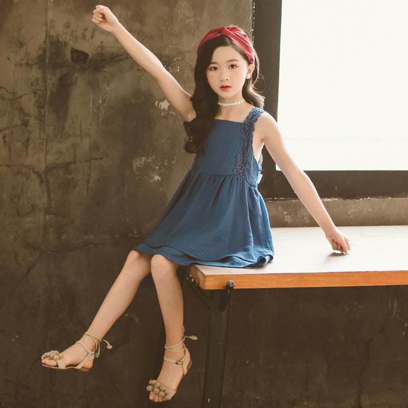 Western style all-match sleeveless long skirt