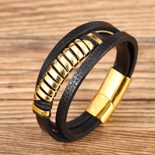 Stainless Steel Swivel S-shaped Bracelet With Golden Personality