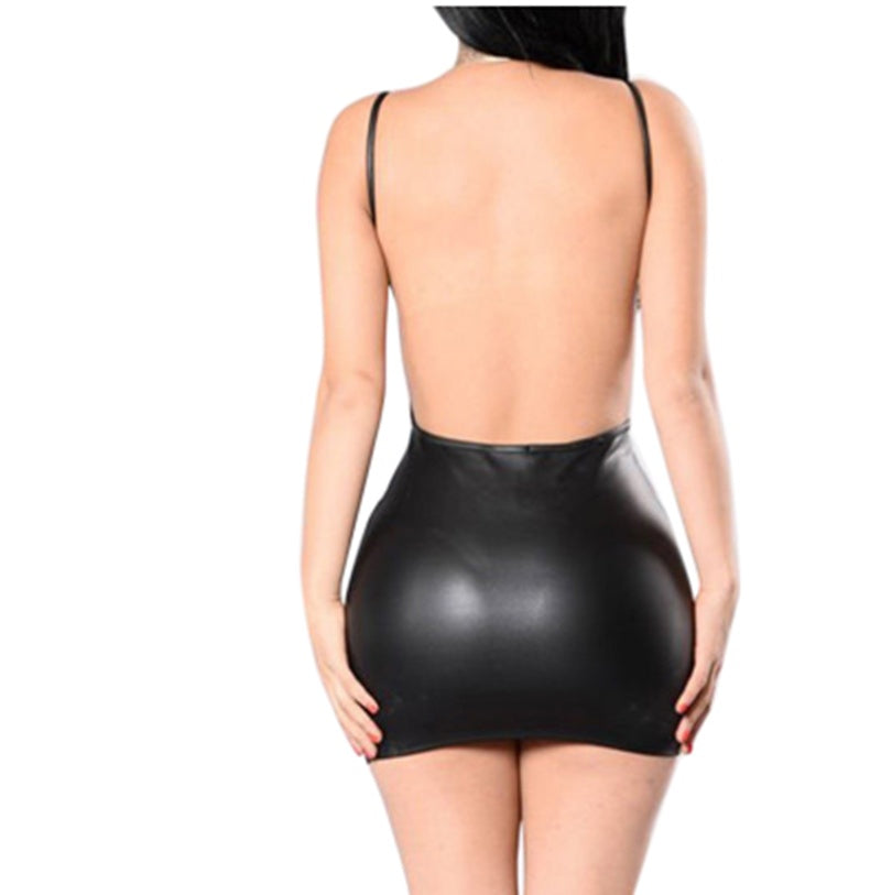 Sexy Leather Dress in Black Patent Leather