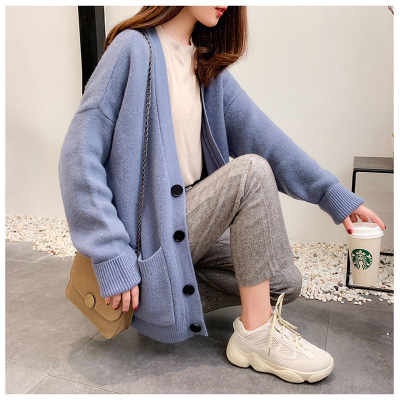 Women's Loose Plus Size Pocket Knitted Sweater Coat