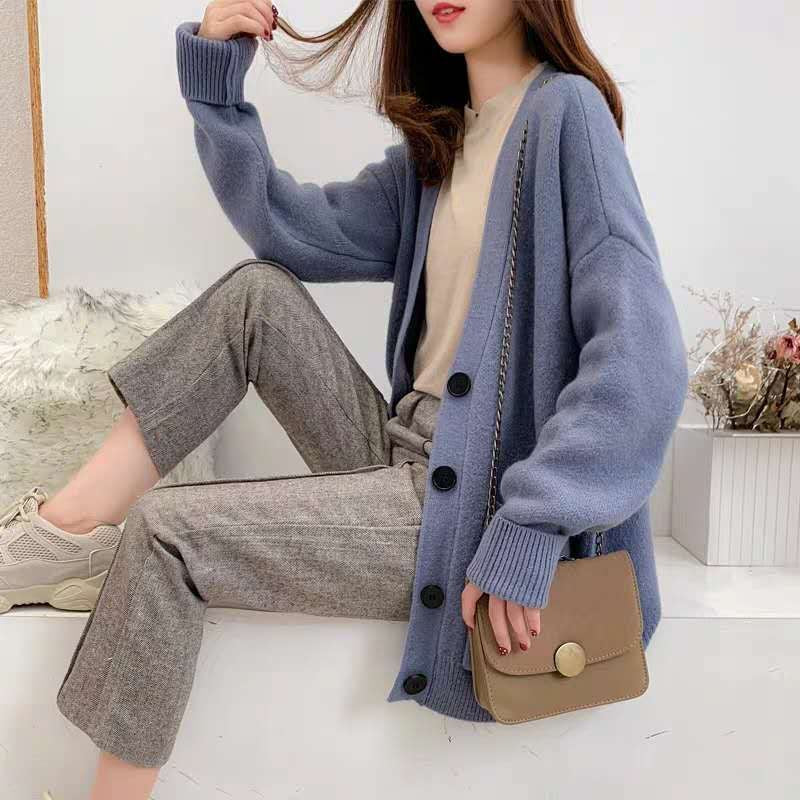 Women's Loose Plus Size Pocket Knitted Sweater Coat