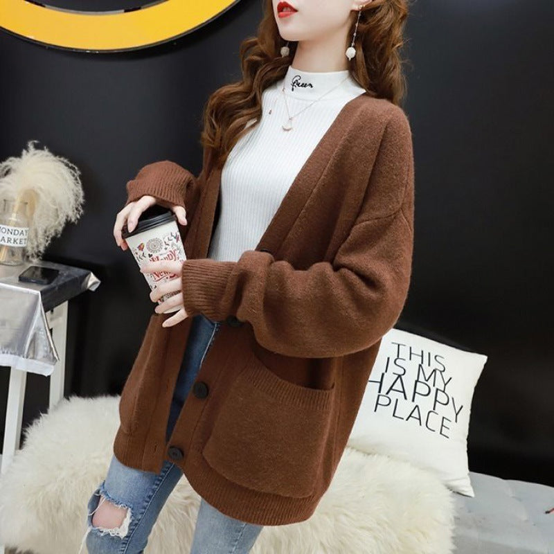 Women's Loose Plus Size Pocket Knitted Sweater Coat