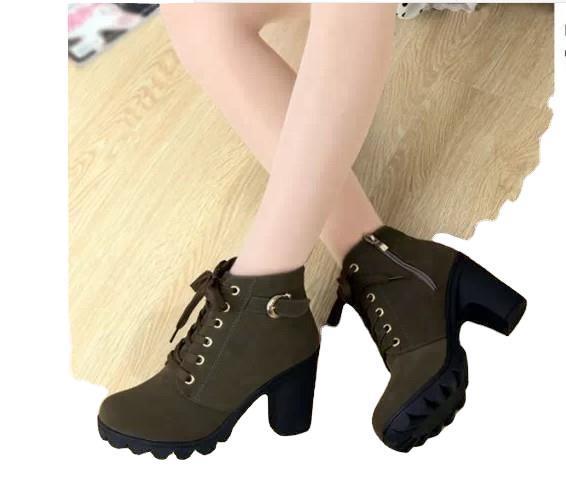 Cross-lace Thick-heel Martin Boots