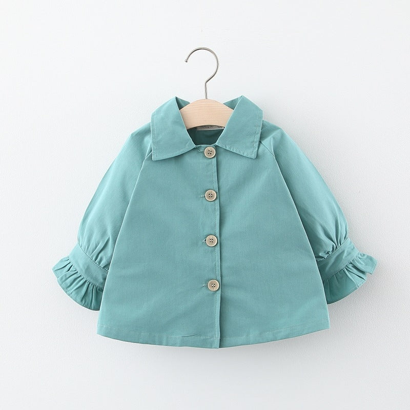 Girls Mid-length Casual Cute Windbreaker Jacket