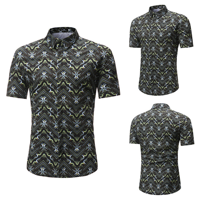 New Product Youth Shirt Men's Casual Short-sleeved Letter Printed Shirt