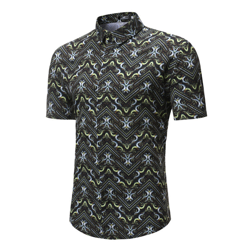 New Product Youth Shirt Men's Casual Short-sleeved Letter Printed Shirt