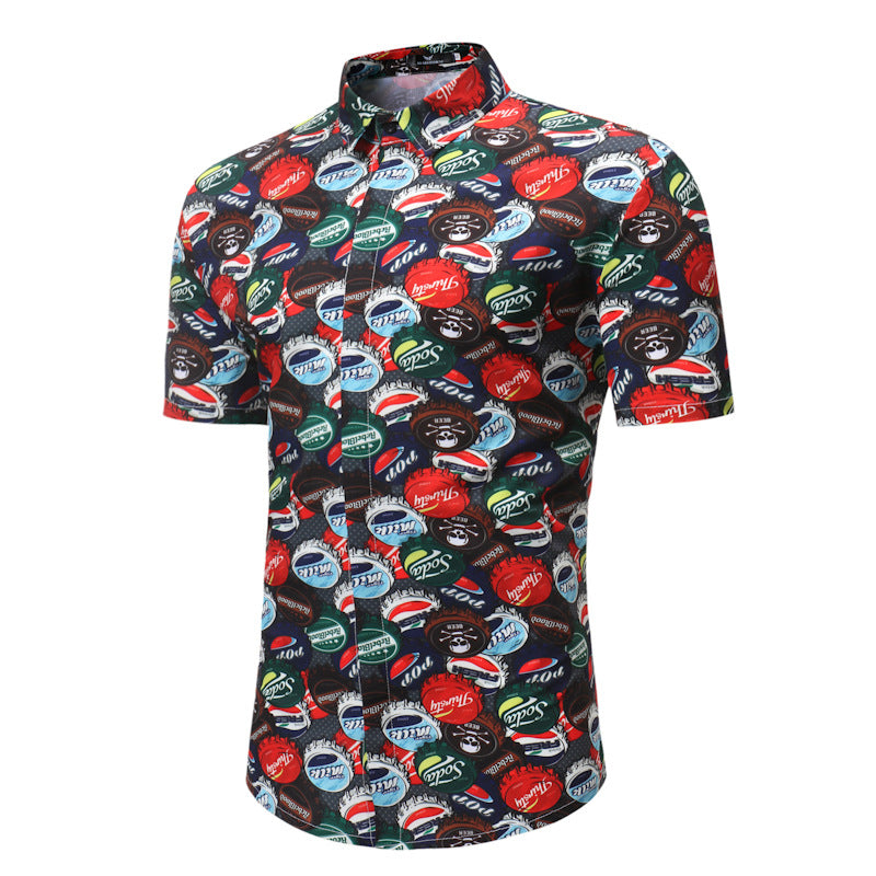 New Product Youth Shirt Men's Casual Short-sleeved Letter Printed Shirt