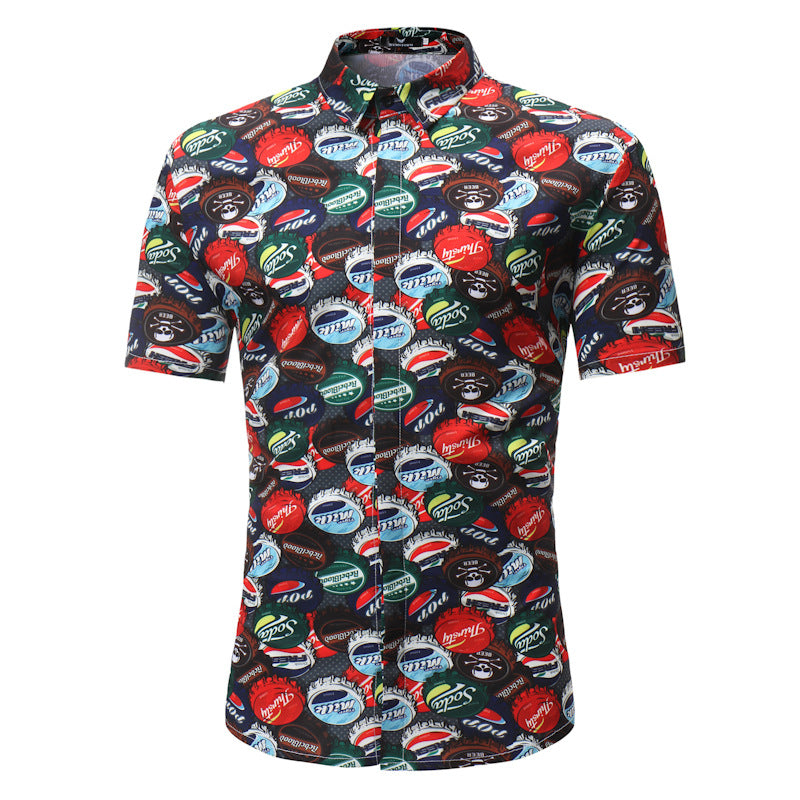 New Product Youth Shirt Men's Casual Short-sleeved Letter Printed Shirt