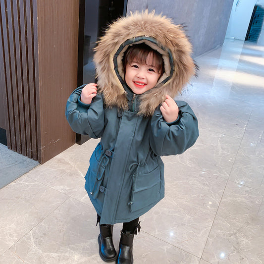 New Style Western-Style Children's Mid-Length Parker Cotton Jacket